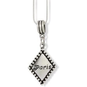 Paris on a Diamond Shape Charm Snake Chain Necklace
